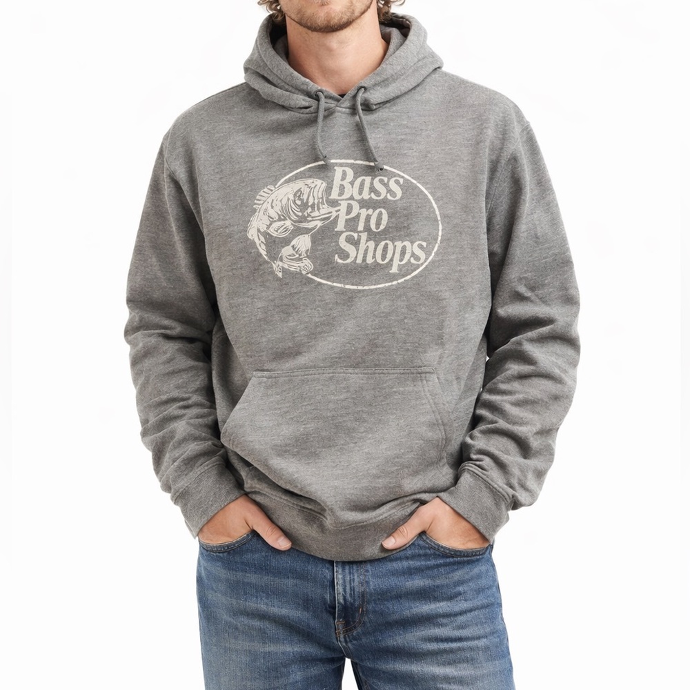 Bass Pro Shops Logo Sweatshirt Hoodie Men Women XL Gray